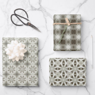 Victorian Crosshatch Christmas: Textile Design Wrapping Paper Sheet