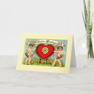 Victorian Cupid Archery Valentine Greeting Card