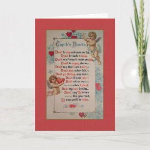 Victorian Cupid Don'ts Valentine Holiday Card