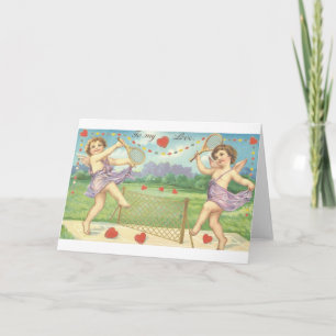 Victorian Cupid Tennis Valentine's Day Card