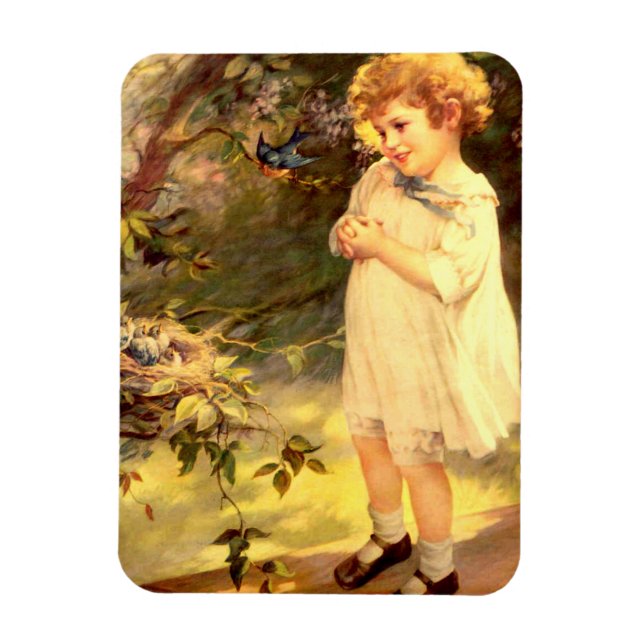 Victorian cutie with birds magnet (Vertical)