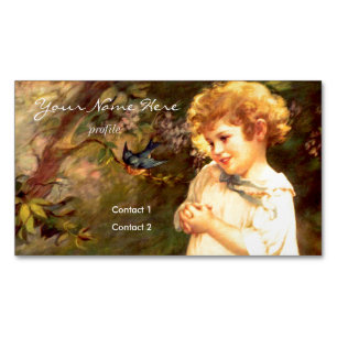 Victorian cutie with birds 	Magnetic business card