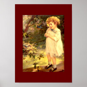 Victorian cutie with birds poster