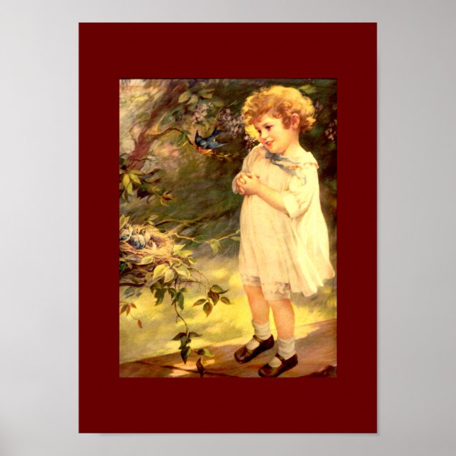 Victorian cutie with birds poster (Front)