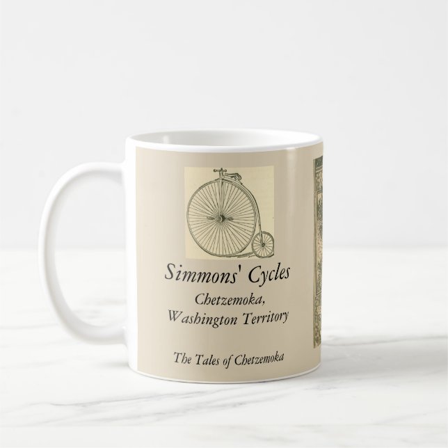 Victorian cycling advertisement coffee mug (Left)