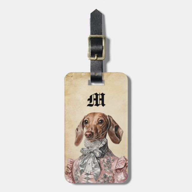Victorian Dachshund Dog Luggage Tags (Front Vertical)
