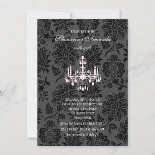 Victorian Damask Bridal Shower Invitation (pink)