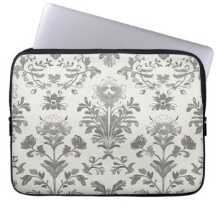 Victorian Damask Floral White Vintage Laptop Sleeve