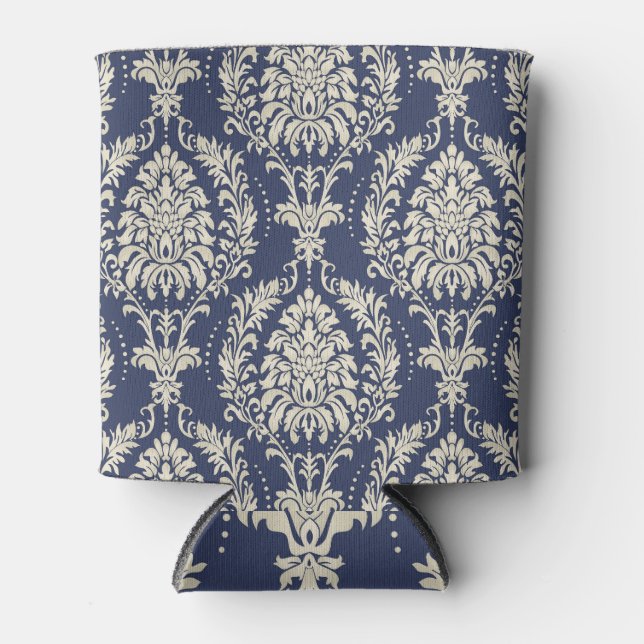 Victorian Damask Wallpaper Vintage Pattern Can Cooler (Front)