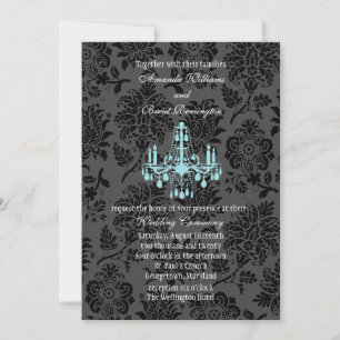 Victorian Damask Wedding Invitation (turquoise)