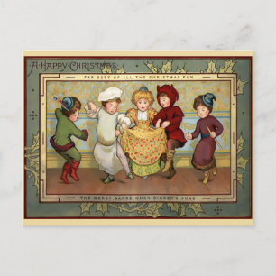 Victorian Dancing Children Christmas Postcard