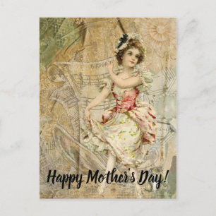 Victorian Dancing Girl Sheet Music Postcard