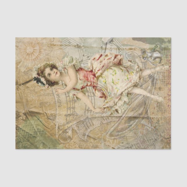 Victorian Dancing Girl Sheet Music Tissue Paper (Front)