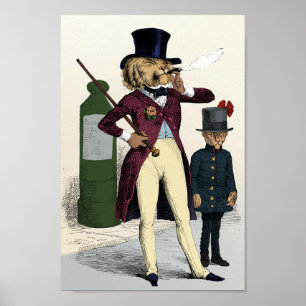 Victorian dandy lion smoking cigar poster