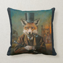 Victorian Dapper Fox Throw Cushion
