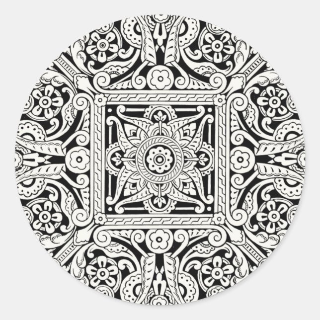 Victorian Decorative Design Pattern Classic Round Sticker (Front)