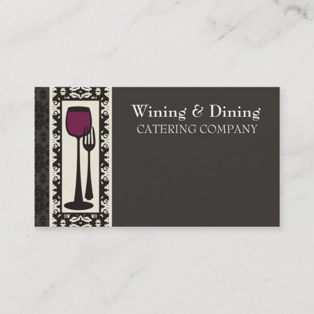 victorian decorative food wine catering biz card (Front)