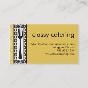 victorian decorative fork chef catering biz card
