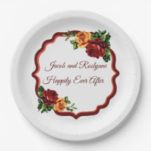 Victorian Deep Red and Yellow Roses