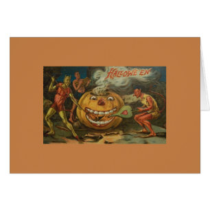 Victorian Devils Halloween Greeting Card