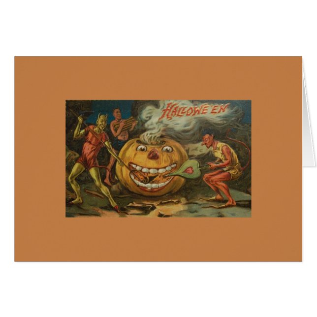 Victorian Devils Halloween Greeting Card (Front Horizontal)