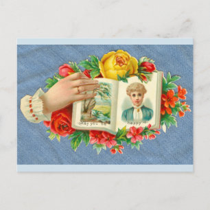 Victorian die-cut: May you be happy Postcard