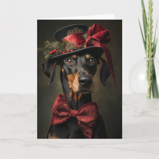 Victorian Doberman Christmas Holiday Card (Front)