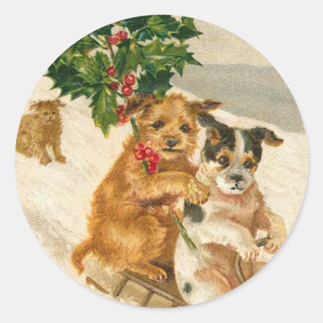 Victorian Dog Christmas sticker (Front)