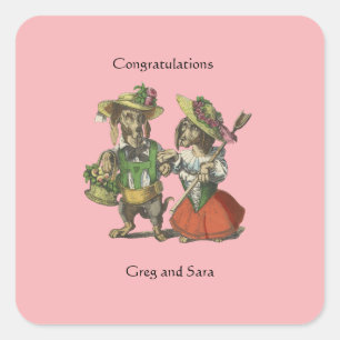 Victorian Dogs Gift Square Sticker