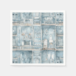 Victorian Dollshouse Pale Blue Watercolor Napkin