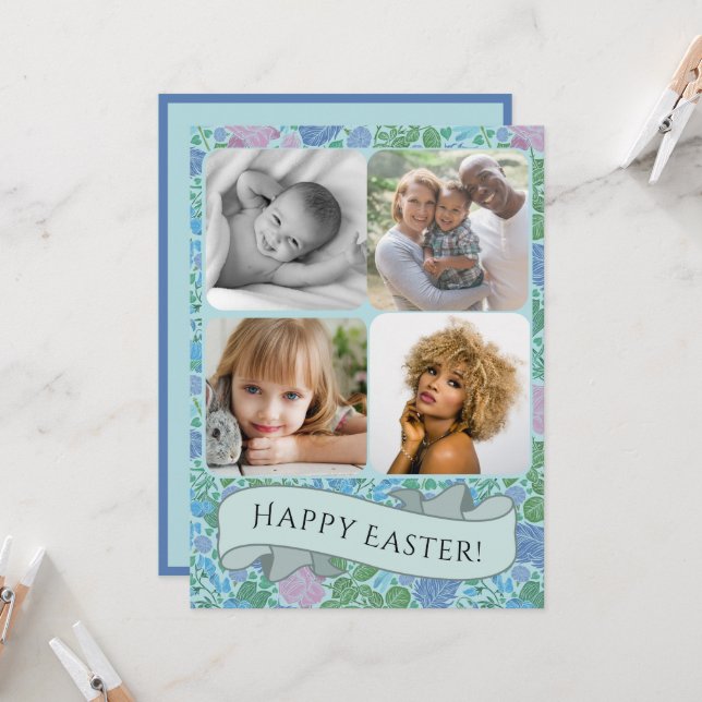 Victorian Dragonflies Garden Muted Photo Easter Card (Front/Back In Situ)