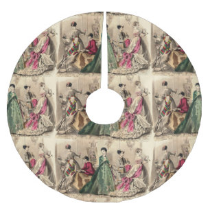 Victorian Dress With Pink Bow Brushed Polyester Tree Skirt