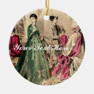 Victorian Dress With Pink Bow Ceramic Tree Decoration