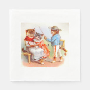Victorian dressed kitty cats napkin