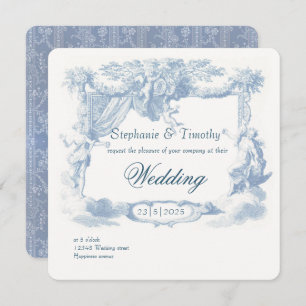 Victorian Dusty Blue Baroque Crest Invitation