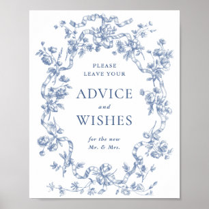 Victorian Dusty Blue French Garden Advice & Wishes Poster