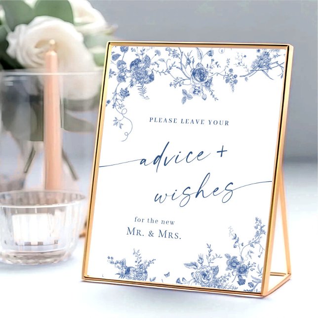 Victorian Dusty Blue French Garden Advice & Wishes Poster (Creator Uploaded)