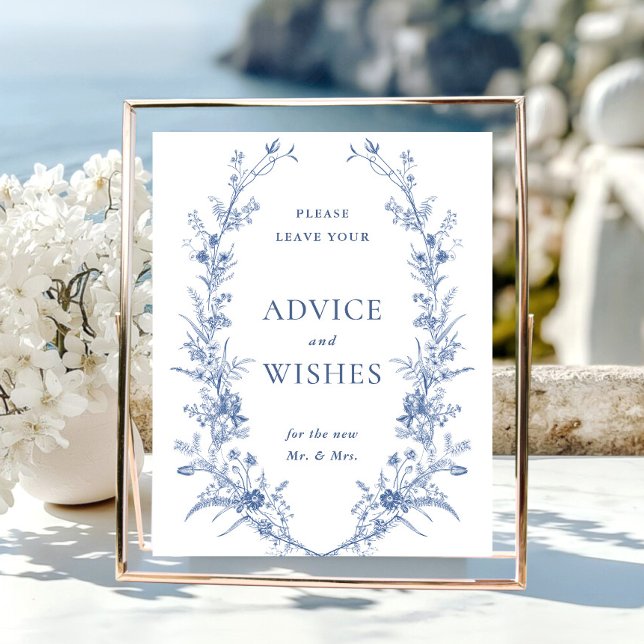 Victorian Dusty Blue French Garden Advice & Wishes Poster (Creator Uploaded)