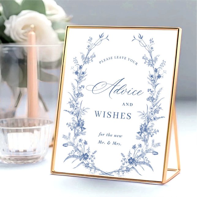 Victorian Dusty Blue French Garden Advice & Wishes Poster (Creator Uploaded)