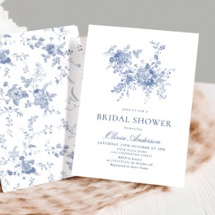 Victorian Dusty Blue French Garden BRIDAL SHOWER Invitation