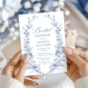 Victorian Dusty Blue French Garden BRIDAL SHOWER Invitation