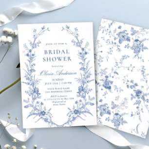 Victorian Dusty Blue French Garden Bridal Shower Invitation