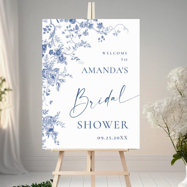 Victorian Dusty Blue French Garden Bridal Shower Poster (Creator Uploaded)