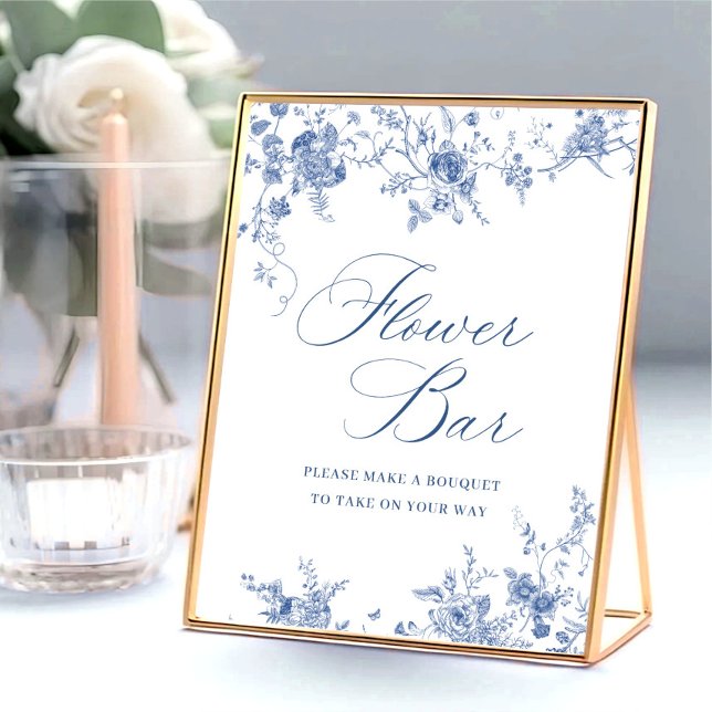 Victorian Dusty Blue French Garden Bridal Shower Poster (Creator Uploaded)