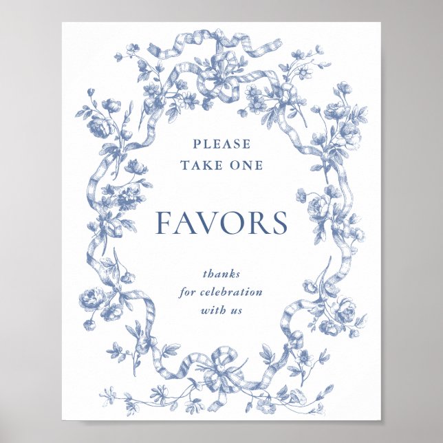 Victorian Dusty Blue French Garden Favours Sign (Front)