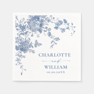 Victorian Dusty Blue French Garden Floral Wedding Napkin