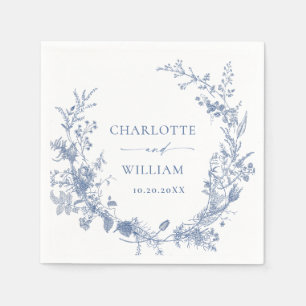 Victorian Dusty Blue French Garden Floral Wedding Napkin