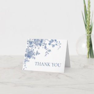 Victorian Dusty Blue French Garden Floral Wedding Thank You Card