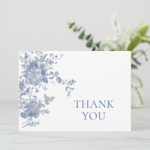 Victorian Dusty Blue French Garden Floral Wedding Thank You Card