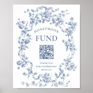 Victorian Dusty Blue French Garden Honeymoon Fund Poster